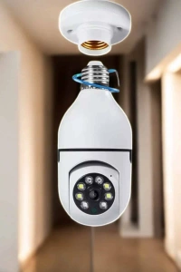 Wifi Kamera Duylu Ampul Görünümlü 360 Derece Dönebilen Ev Kamerası