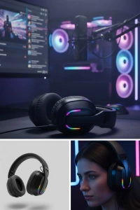 Wireless  Kulaklığı RGB Işıklı Uzun Bataryalı Mikrofonlu Headset