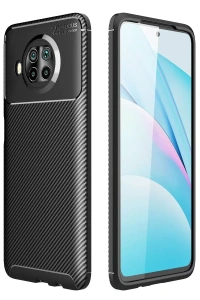 Xiaomi Mi 10T Lite Kılıf Auto Focus Karbon Kapak - Siyah