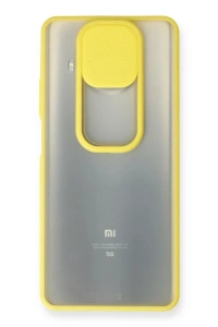 Xiaomi Mi 10T Lite Kılıf Palm Buzlu Kamera Sürgülü Silikon - Sarı