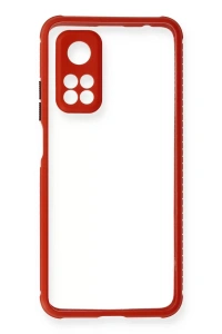 Xiaomi Mi 10T Pro Kılıf Miami Şeffaf Silikon - Kırmızı