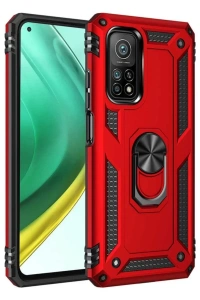 Xiaomi Mi 10T Pro Kılıf Sofya Yüzüklü Silikon Kapak - Kırmızı