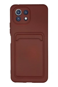 Xiaomi Mi 11 Kılıf Kelvin Kartvizitli Silikon - Bordo