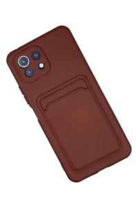 Xiaomi Mi 11 Kılıf Kelvin Kartvizitli Silikon - Bordo