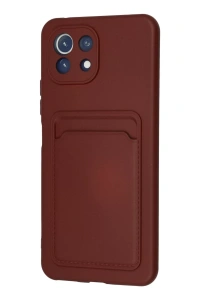 Xiaomi Mi 11 Kılıf Kelvin Kartvizitli Silikon - Bordo
