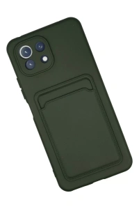 Xiaomi Mi 11 Kılıf Kelvin Kartvizitli Silikon - Koyu Yeşil