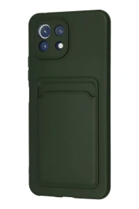 Xiaomi Mi 11 Kılıf Kelvin Kartvizitli Silikon - Koyu Yeşil