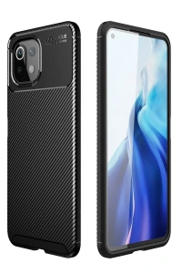 Xiaomi Mİ 11 Lite Kılıf Auto Focus Karbon Kapak - Siyah