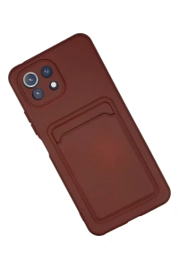 Xiaomi Mİ 11 Lite Kılıf Kelvin Kartvizitli Silikon - Bordo