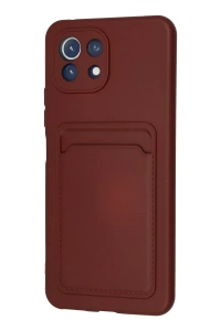 Xiaomi Mİ 11 Lite Kılıf Kelvin Kartvizitli Silikon - Bordo