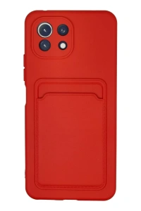 Xiaomi Mİ 11 Lite Kılıf Kelvin Kartvizitli Silikon - Kırmızı
