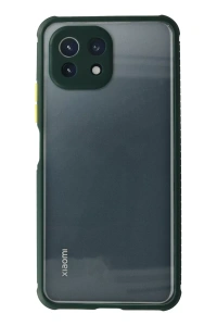 Xiaomi Mİ 11 Lite Kılıf Miami Şeffaf Silikon - Koyu Yeşil
