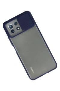 Xiaomi Mİ 11 Lite Kılıf Palm Buzlu Kamera Sürgülü Silikon - Lacivert