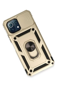 Xiaomi Mİ 11 Lite Kılıf Pars Lens Yüzüklü Silikon - Gold