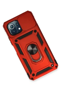 Xiaomi Mİ 11 Lite Kılıf Pars Lens Yüzüklü Silikon - Kırmızı