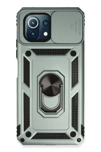 Xiaomi Mİ 11 Lite Kılıf Pars Lens Yüzüklü Silikon - Yeşil