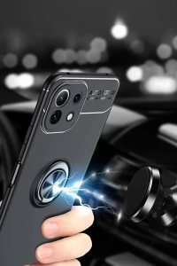 Xiaomi Mİ 11 Lite Kılıf Range Yüzüklü Silikon - Siyah
