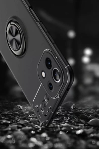 Xiaomi Mİ 11 Lite Kılıf Range Yüzüklü Silikon - Siyah