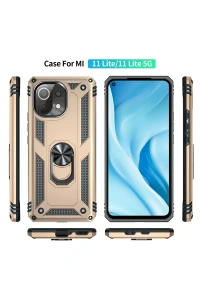 Xiaomi Mİ 11 Lite Kılıf Sofya Yüzüklü Silikon Kapak - Gold