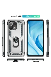 Xiaomi Mİ 11 Lite Kılıf Sofya Yüzüklü Silikon Kapak - Gümüş