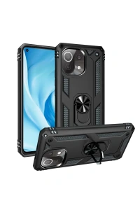 Xiaomi Mİ 11 Lite Kılıf Sofya Yüzüklü Silikon Kapak - Siyah