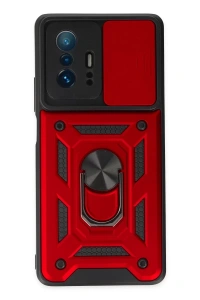 Xiaomi Mi 11T Pro Kılıf Pars Lens Yüzüklü Silikon - Kırmızı