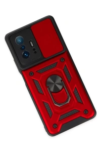 Xiaomi Mi 11T Pro Kılıf Pars Lens Yüzüklü Silikon - Kırmızı