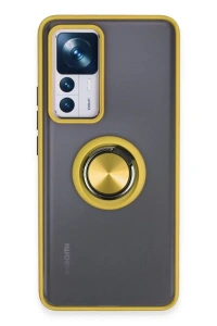 Xiaomi Mi 12T Pro Kılıf Montreal Yüzüklü Silikon Kapak - Sarı