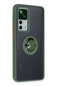 Xiaomi Mi 12T Pro Kılıf Montreal Yüzüklü Silikon Kapak - Yeşil