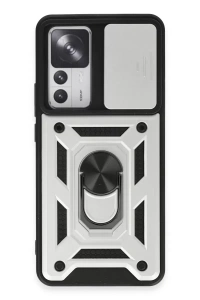 Xiaomi Mi 12T Pro Kılıf Pars Lens Yüzüklü Silikon - Gümüş