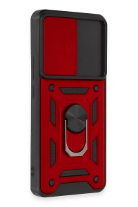 Xiaomi Mi 12T Pro Kılıf Pars Lens Yüzüklü Silikon - Kırmızı