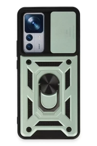 Xiaomi Mi 12T Pro Kılıf Pars Lens Yüzüklü Silikon - Yeşil