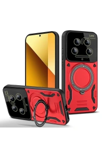Xiaomi Mi 14 Ultra Kılıf Joy Lens Standlı Kapak - Kırmızı
