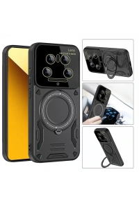 Xiaomi Mi 14 Ultra Kılıf Joy Lens Standlı Kapak - Kırmızı