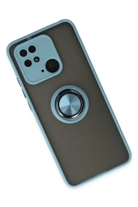 Xiaomi Poco C40 Kılıf Montreal Yüzüklü Silikon Kapak - Buz Mavi
