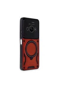 Xiaomi Poco C61 Kılıf Joy Lens Standlı Kapak - Kırmızı