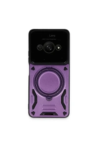 Xiaomi Poco C61 Kılıf Joy Lens Standlı Kapak - Mor