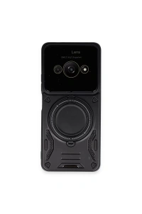 Xiaomi Poco C61 Kılıf Joy Lens Standlı Kapak - Siyah