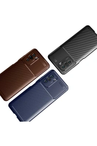 Xiaomi Poco F3 Kılıf Auto Focus Karbon Kapak - Lacivert