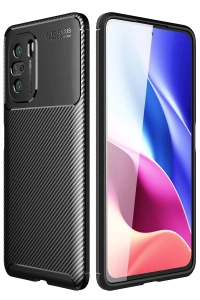 Xiaomi Poco F3 Kılıf Auto Focus Karbon Kapak - Siyah