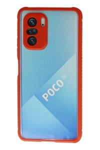 Xiaomi Poco F3 Kılıf Miami Şeffaf Silikon - Kırmızı