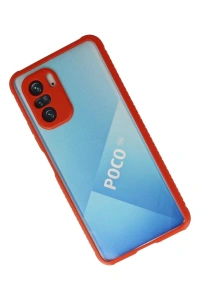 Xiaomi Poco F3 Kılıf Miami Şeffaf Silikon - Kırmızı