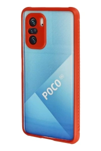 Xiaomi Poco F3 Kılıf Miami Şeffaf Silikon - Kırmızı