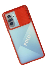 Xiaomi Poco F3 Kılıf Palm Buzlu Kamera Sürgülü Silikon - Kırmızı