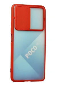 Xiaomi Poco F3 Kılıf Palm Buzlu Kamera Sürgülü Silikon - Kırmızı