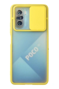 Xiaomi Poco F3 Kılıf Palm Buzlu Kamera Sürgülü Silikon - Sarı