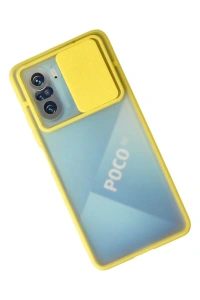 Xiaomi Poco F3 Kılıf Palm Buzlu Kamera Sürgülü Silikon - Sarı