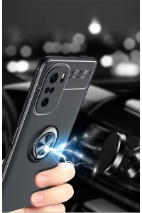 Xiaomi Poco F3 Kılıf Range Yüzüklü Silikon - Mavi
