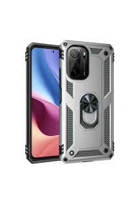 Xiaomi Poco F3 Kılıf Sofya Yüzüklü Silikon Kapak - Gümüş