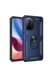 Xiaomi Poco F3 Kılıf Sofya Yüzüklü Silikon Kapak - Lacivert